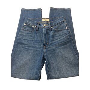 Madewell Perfect Vintage Straight Jeans Blue Denim Classic Button Zip Size 25